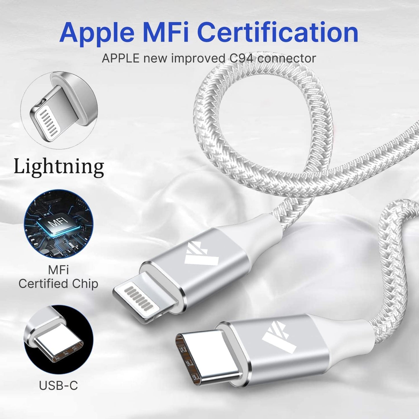 USB C to Lightning Cable, 0.3M 2Pack Short iPhone Charger Cable Apple MFi Certified Power Delivery Type C iPhone Charger Cord Fast Charging for iPhone 14 13 12 11 Pro Max XR XS 10 8 7 Plus 6s SE, iPad