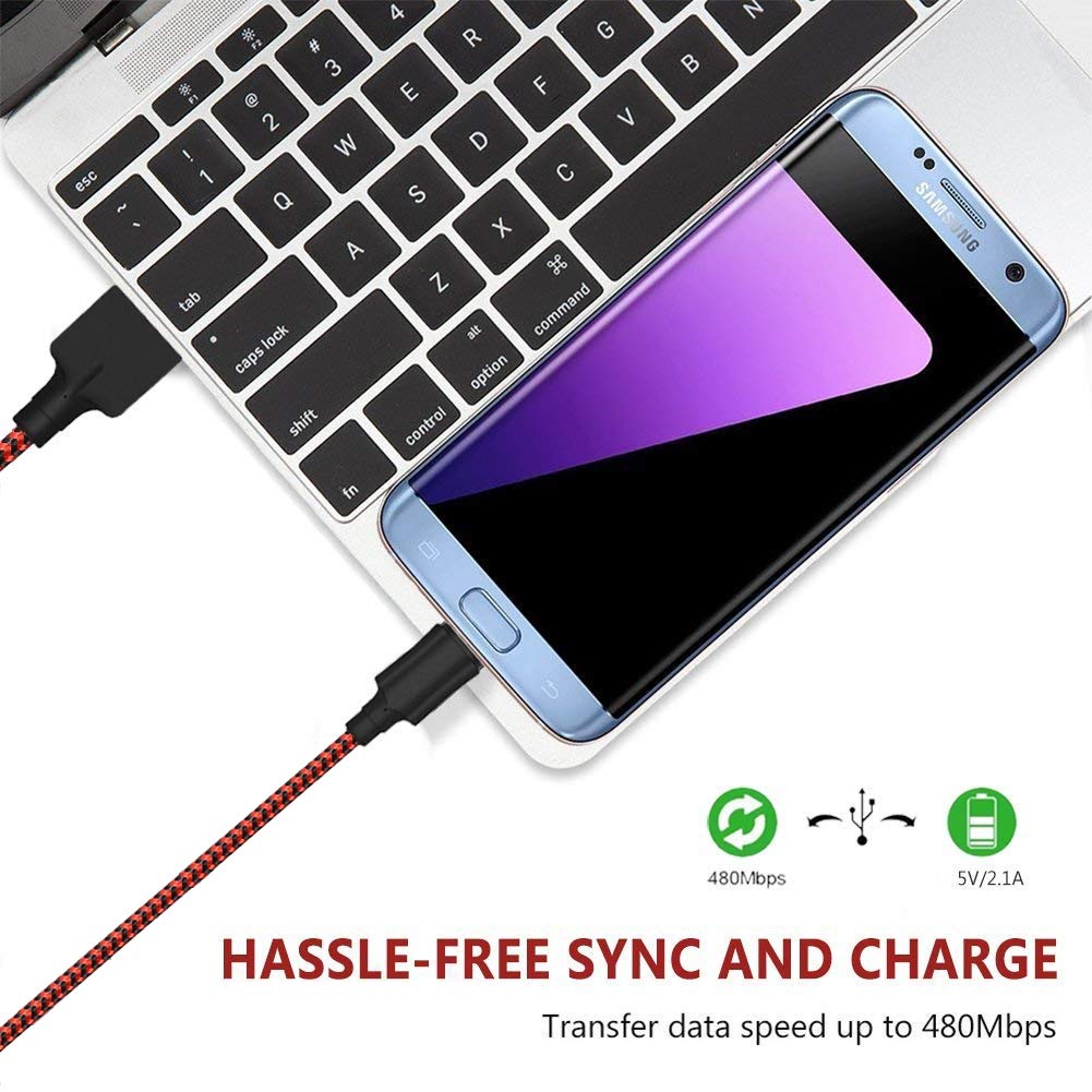Micro USB Cable YOSOU Android Cable 1.8M 2Pack Nylon Braided USB Cable Fast USB Charger Charging Cables Compatible with Samsung S7/S6/S5/J7/J6/J5/J3/A10/A6, Tablet, Xbox, PS4 Controller and More