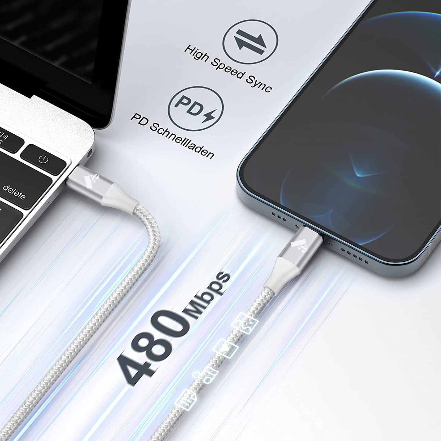 USB C to Lightning Cable, 0.3M 2Pack Short iPhone Charger Cable Apple MFi Certified Power Delivery Type C iPhone Charger Cord Fast Charging for iPhone 14 13 12 11 Pro Max XR XS 10 8 7 Plus 6s SE, iPad