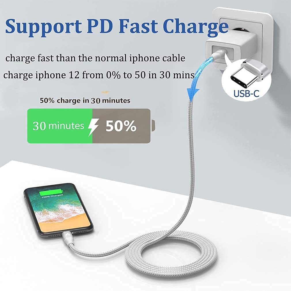 Yosou USB C to Lightning Cable 1M 2Pack Power Delivery USB C iPhone Cables MFi Certified Braided Type C iPhone Charger Cord Fast Charging Compatible iPhone 11 12 13 14 Pro Max X XS XR 8 7 6s Plus