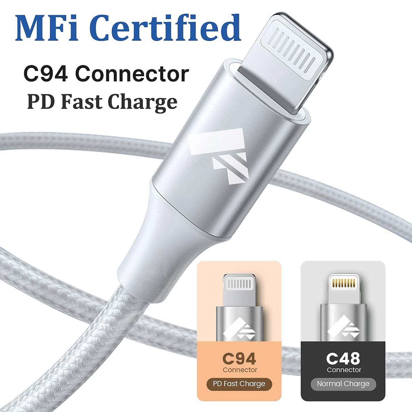 Yosou USB C to Lightning Cable 1M 2Pack Power Delivery USB C iPhone Cables MFi Certified Braided Type C iPhone Charger Cord Fast Charging Compatible iPhone 11 12 13 14 Pro Max X XS XR 8 7 6s Plus