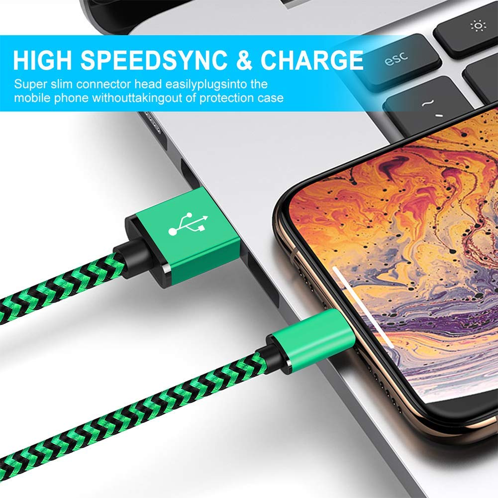 iPhone Charger Cable 2m 3Pack iPhone Charging Cable Long iPhone Lightning Cable Colored Braided USB iPhone Fast Charger Lead Compatible 11 12 13 Pro Max Mini XR XS X 10 8 7 Plus 6s 6 5 5s SE, iPad