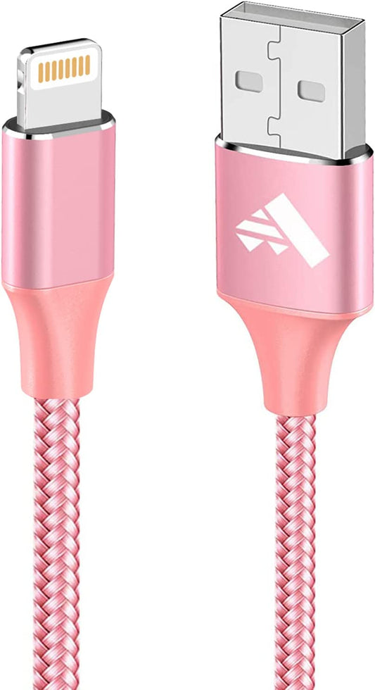 iPhone Charger Cable 2m, Long iPhone Charging Cable MFi Certified iPhone Lightning Cable Braided iPhone Fast Charging Lead for 11 12 13 14 Pro Max Mini XR XS X 10 8 7 Plus 6s 6 5s 5 SE, iPad-Pink