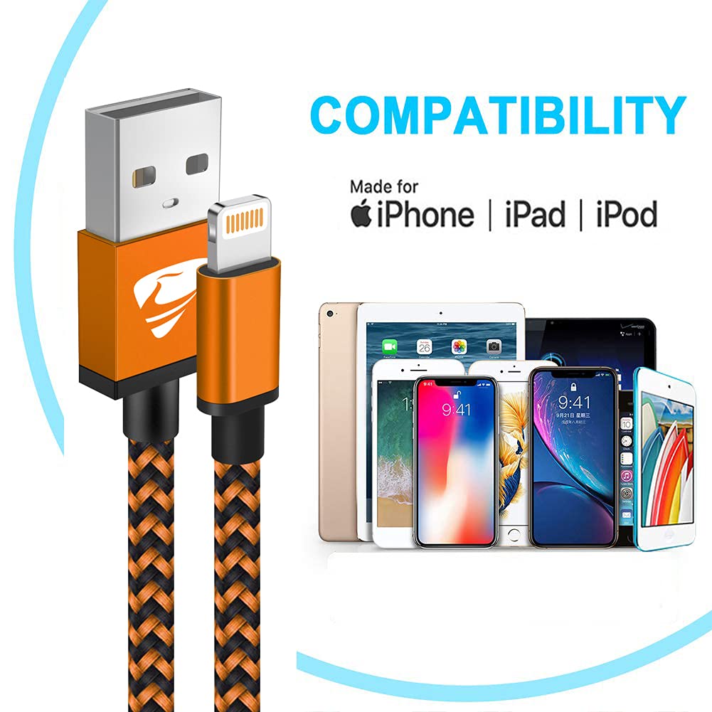 iPhone Charger Cable 2m 3Pack iPhone Charging Cable Long iPhone Lightning Cable Colored Braided USB iPhone Fast Charger Lead Compatible 11 12 13 Pro Max Mini XR XS X 10 8 7 Plus 6s 6 5 5s SE, iPad